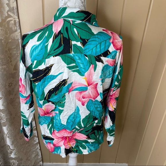Vintage 80s SITTING PRETTY OF CALIFORNIA WOMEN’S Hawaiian BLOUSE SHIRT Sz Large - Picture 2 of 3